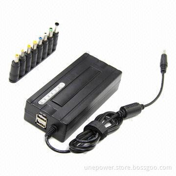 Universal Laptop AC Adapter 90W with 2 USB 5v 1a 8 Manual Switch DC Connectors Color Package